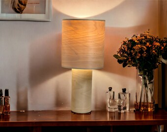 Japandi Table Lamp - Natural Wood - Night Light - Bedside Lamp - Modern Lamp - Natural Art.