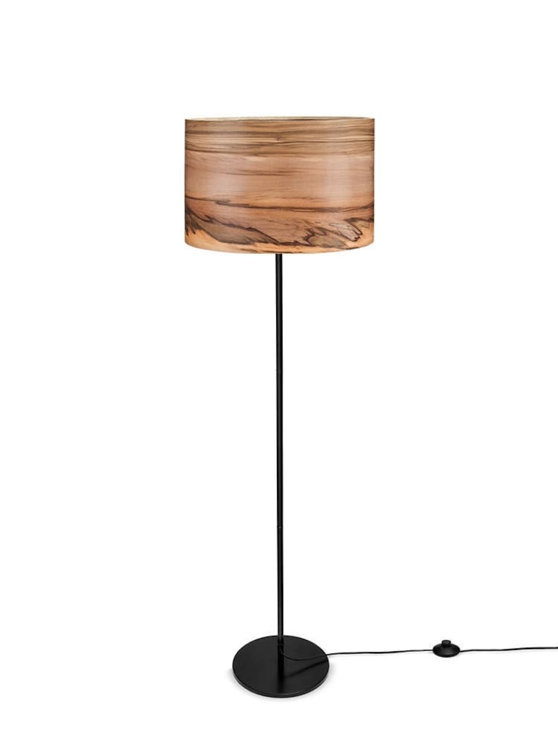 Floor Lamp Wooden Lamp Modern Floor Lamp Natural Wood Shade Veneer Floor Lamp Lampshades Wood Lamps image 1