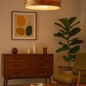 Wood Pendant Lamp - Hanging Chandelier - Drop Light - Dining Room Lighting - Satin Walnut - SVEN image 8