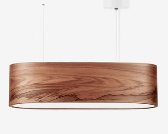 Modern Wood Pendant Light – Handmade Wood Chandelier Lighting – Linear Ceiling Light for Kitchen Island, Dining Room or Living Room Decor