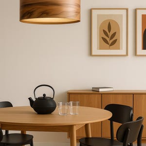 Wood Pendant Lamp - Hanging Chandelier - Drop Light - Dining Room Lighting - Satin Walnut - SVEN image 3