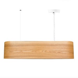 Houten hanglamp – lineaire houten kroonluchter voor keukeneiland of eetkamer – moderne boerderijplafondlamp