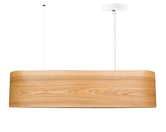 Wood Pendant Light – Linear Wood Chandelier for Kitchen Island or Dining Room – Modern Farmhouse Ceiling Light