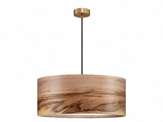 Wood Pendant Light – Handmade Organic Modern Dining Room Chandelier- Handmade Natural Wood Lamp Shade