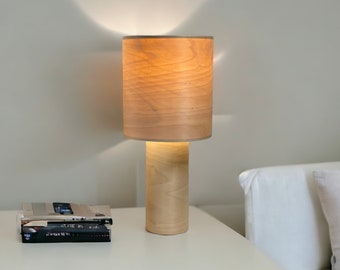 Table Lamp - Wood Bedside  Lamp - Natural Wood - Birch