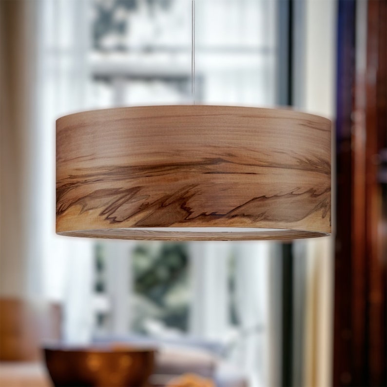 Wood Pendant Light, Ceiling Lamp, Dining Room Lighting, Wood Chandelier, Minimalistic Decor image 10
