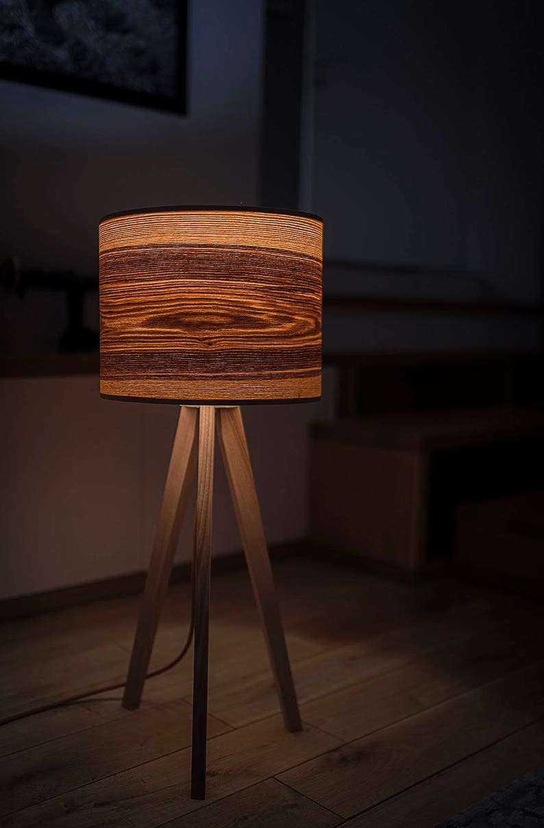 Tripod Table Lamp Night Stand Lamp Bedside Lamp Natural Etsy