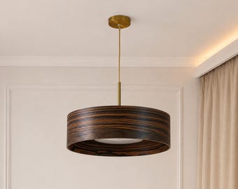 Rosewood Pendant Light, Modern Wood Dining Room Lighting, Handmade Wooden Ceiling Lamp