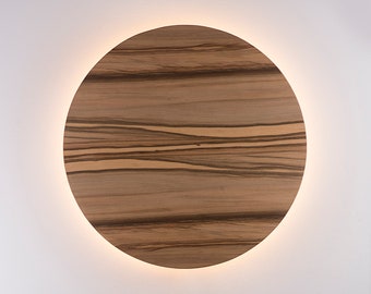 Wood Sconce Light - Modern Light Fixture Night Light Minimalist Wall Art LED Light Natural SATIN WALNUT Wood