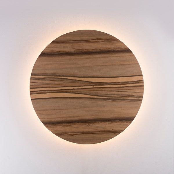 Wood Sconce Light - Modern Light Fixture Night Light Minimalist Wall Art LED Light Natural SATIN WALNUT Wood