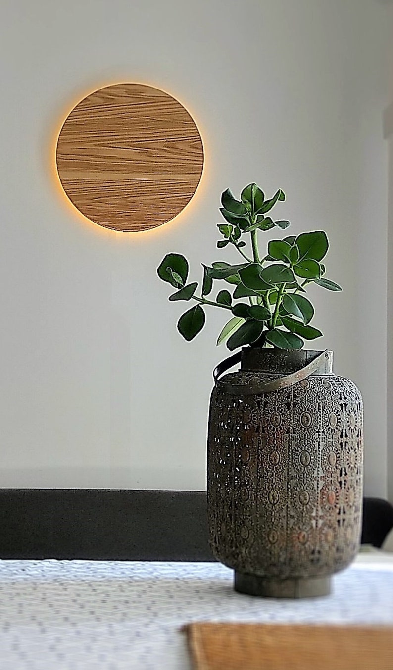 Wood Sconce Wood Wall Lamp Modern Simple Lamp Moon Lamp Wood image 1