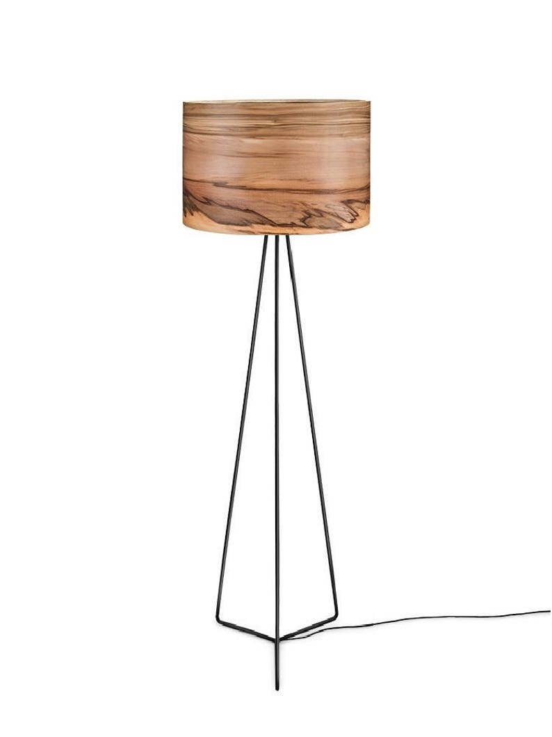 Floor Lamp Wooden Lamp Modern Floor Lamp Natural Wood Shade Veneer Floor Lamp Lampshades Wood Lamps image 2