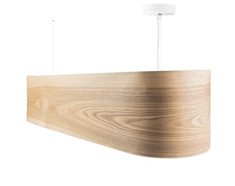Flush Mount Oval Lamp, Drop Light,  Dining Room Lighting HEARTWOOD ASH, Natural Wood lamp, Japandi Lamp