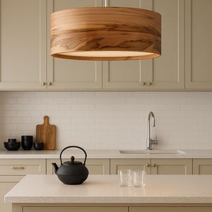 Handmade Wood Veneer Pendant Light – Modern Rustic Chandelier