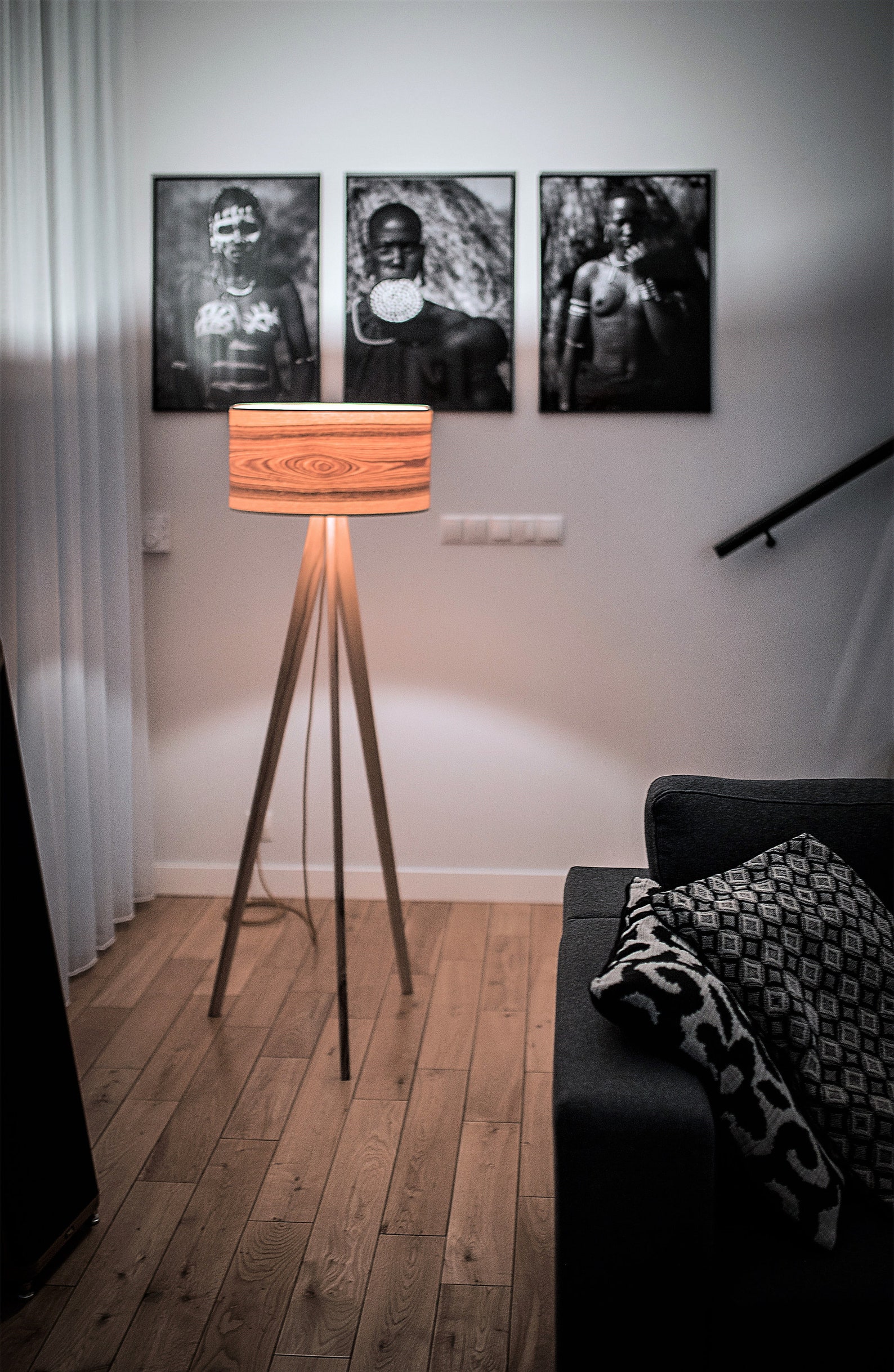 Modern Floor Lamp Wood Floor Lamp Natural Heartwood Ash Shade Modern ...
