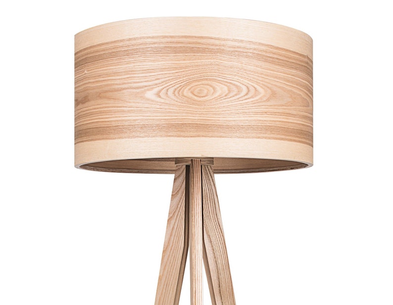 Modern Floor Lamp Wood Natural Heartwood Ash Shade Lighting Home Decor Meets Nature