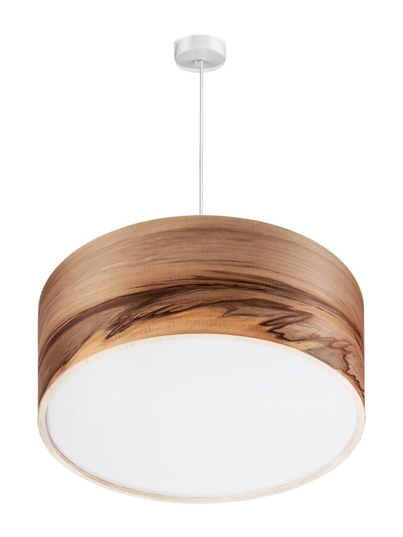 Lámpara colgante de madera - Lámpara de madera chapada con pantalla de madera Iluminación para comedor Lámpara colgante Regalo de inauguración de la casa imagen 3