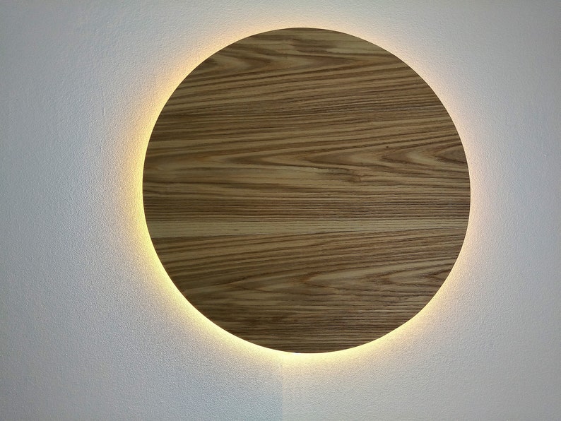 Wood Sconce Wood Wall Lamp Modern Simple Lamp Moon Lamp Wood image 2