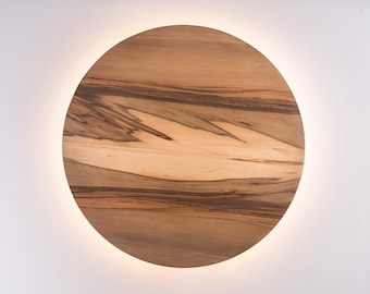 Satin Walnut Wood Sconce Light - Modern Minimalist LED Wall Art