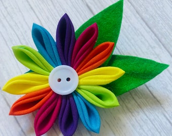 Rainbow Brooch, Rainbow Pin Badge, Flower Brooch, Handmade Brooches For Women, Rainbow Gifts for Women, Flower Gifts For Her