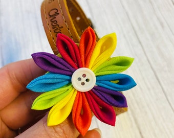 Dog Collar Flower, Rainbow Flower For Dog Collar, Dog Collar Accessories, Pet Collar Accessory, Dog Accessories, Gift For Dogs