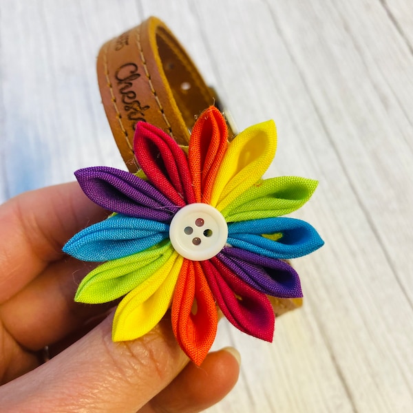 Dog Collar Flower, Rainbow Flower For Dog Collar, Dog Collar Accessories, Pet Collar Accessory, Dog Accessories, Gift For Dogs