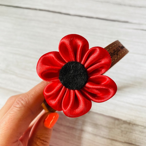 Dog Collar Flower, Red Poppy, Animals At War Poppy Collar Accessory, Gifts for Dog, Cute Pet Accessories, Flower for Dog Collar