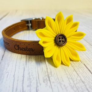 Handmade Sunflower Dog Collar Flower: Kanzashi Cotton Pet Collar Accessory