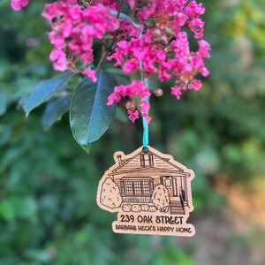 Hand Drawn Personalized Wooden House Ornament