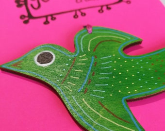 Hand painted wooden bird decoration