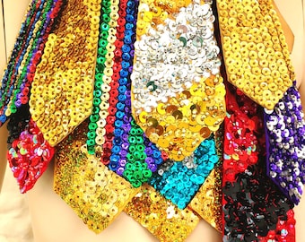 Sequin neck tie, hand stitched