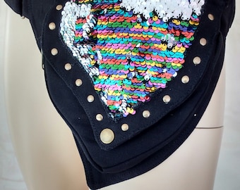 rainbow sequin bum bag, sequin fanny pack, reversible rainbow sequins