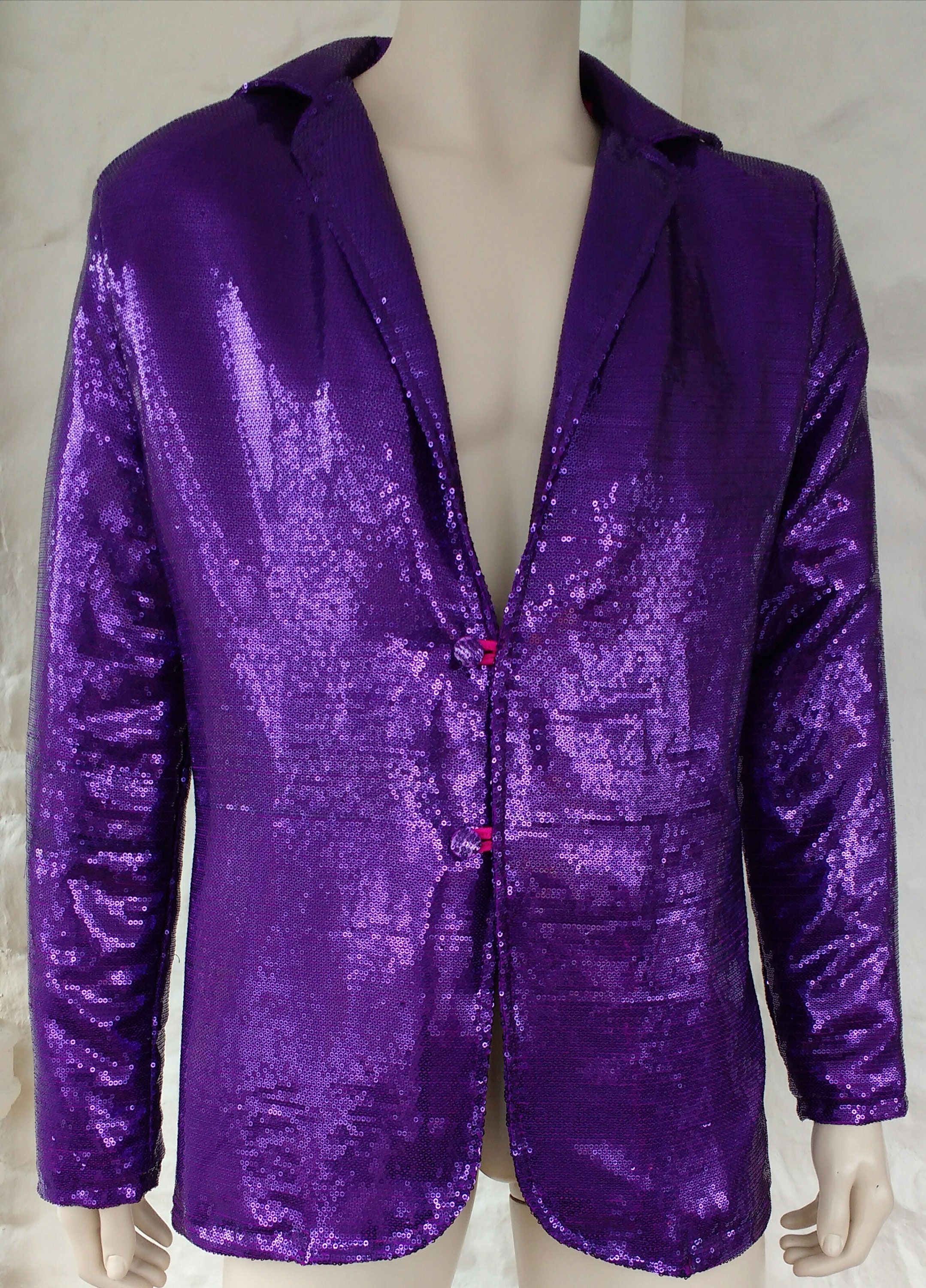 Pre-owned Black/purple Sequin Embellished Tweed Jacket S
