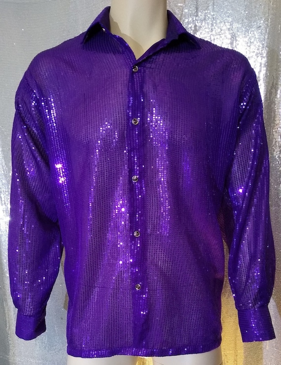 mens sequin dress shirt Loose Shirt Men's Sequin Long Sleeved Polo Club Party Wear Bartolini