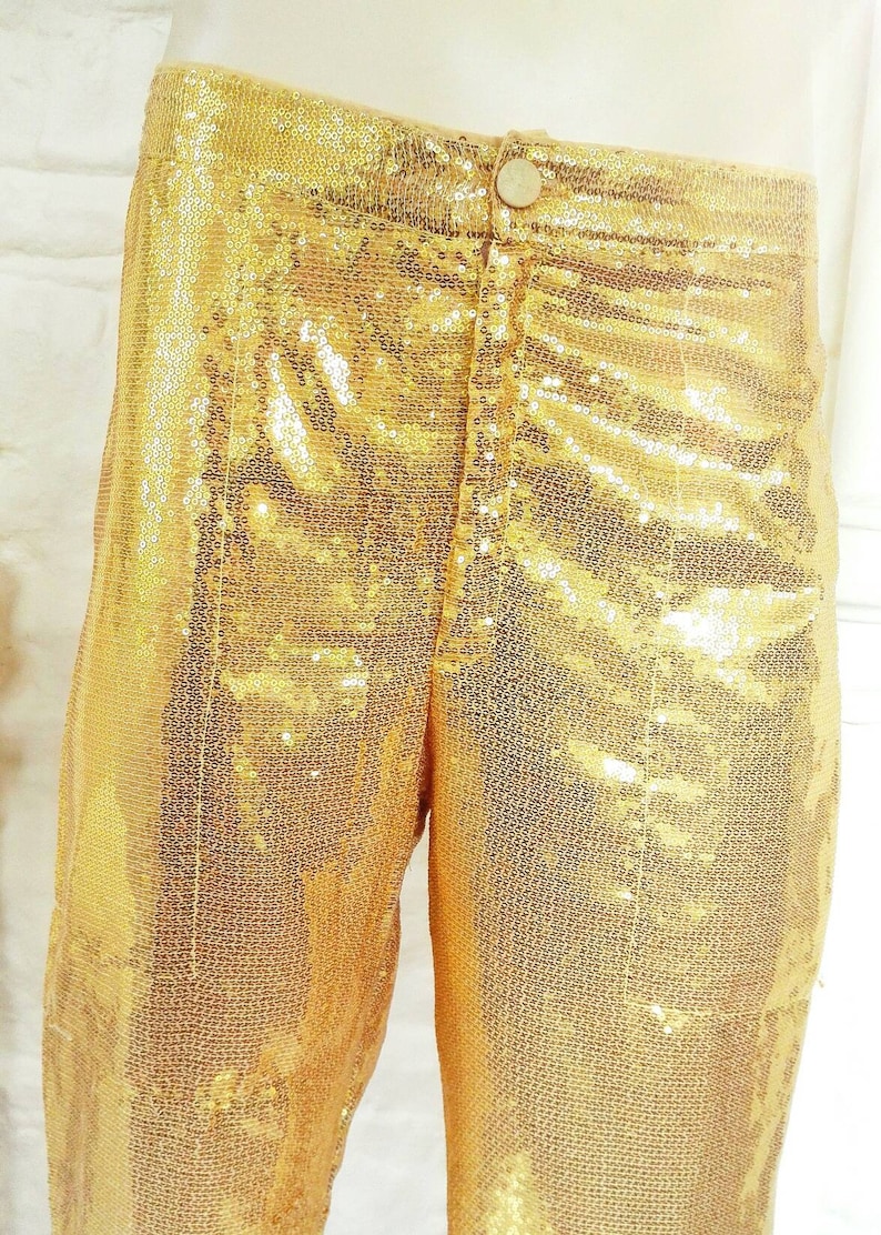 Gold sequin trousers men's gold sequin pants | Etsy