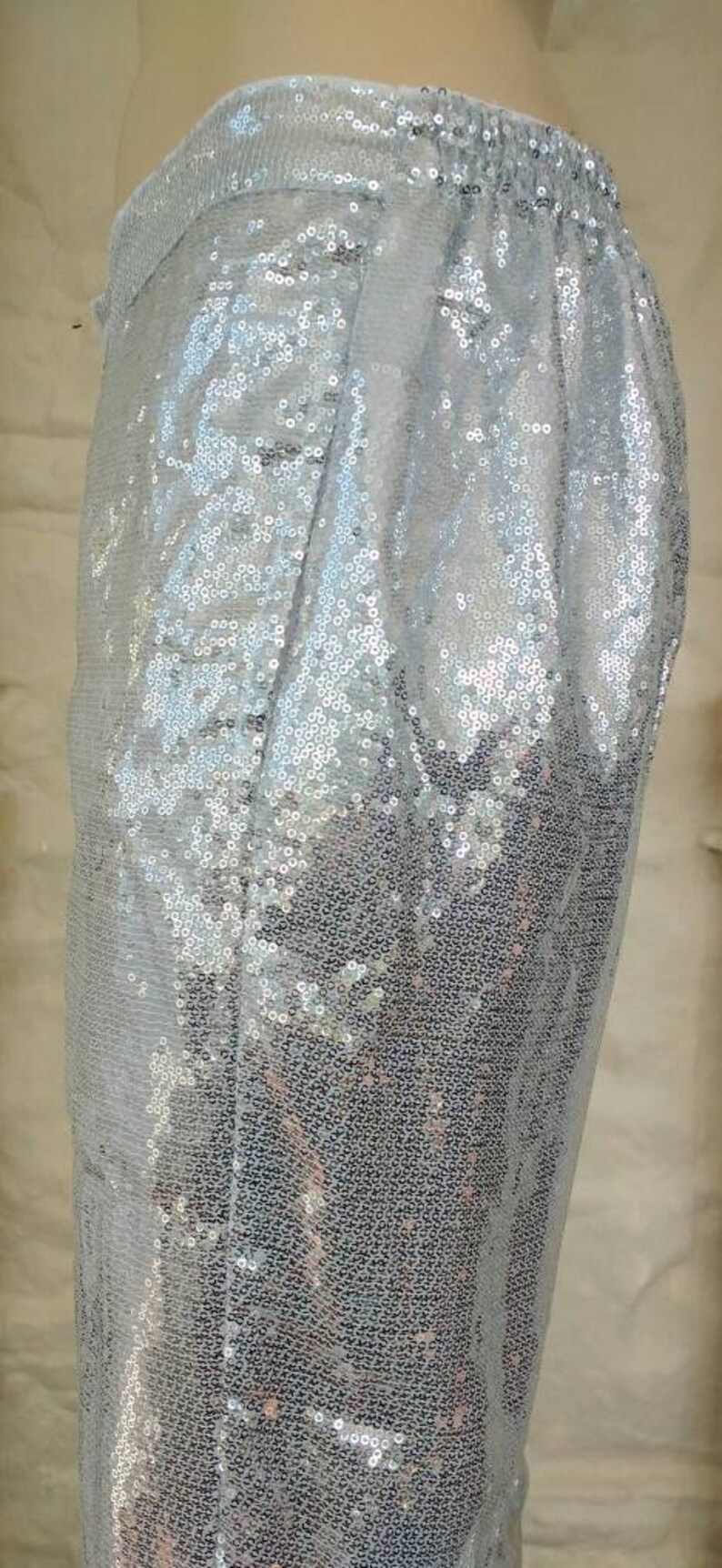 sequin trousers silver
