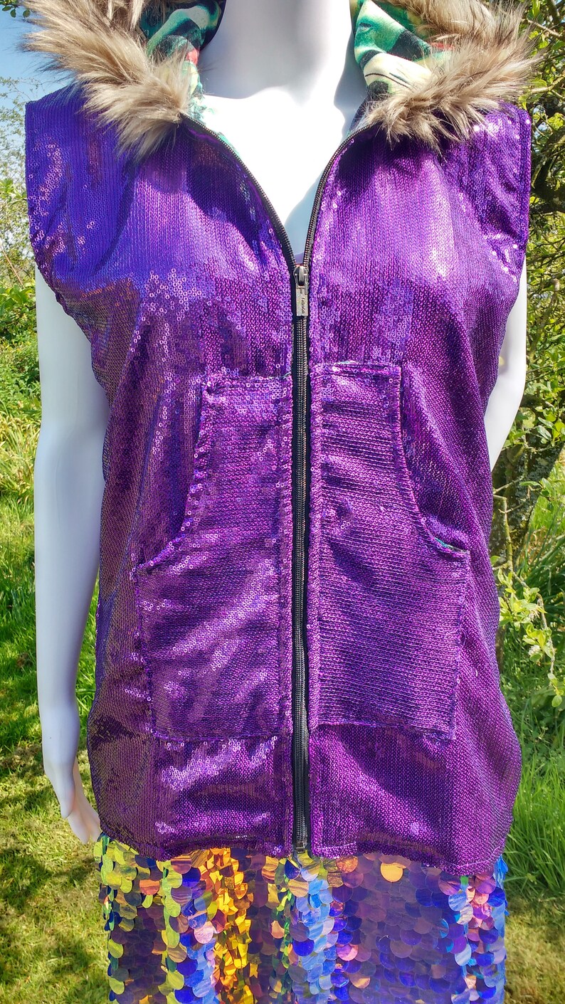 purple sequin cape