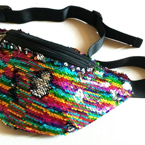 rainbow sequin fanny pack