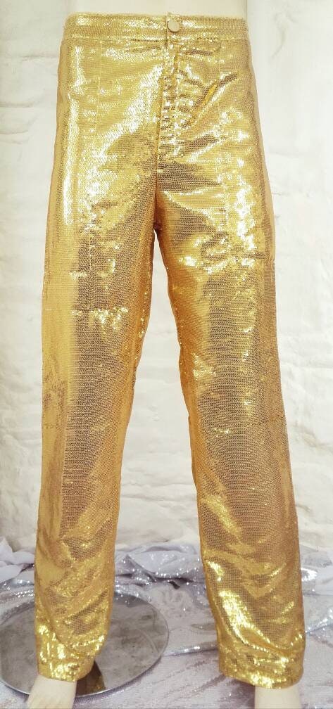 Gold Sequin Trousers Men's Gold Sequin Pants - Etsy