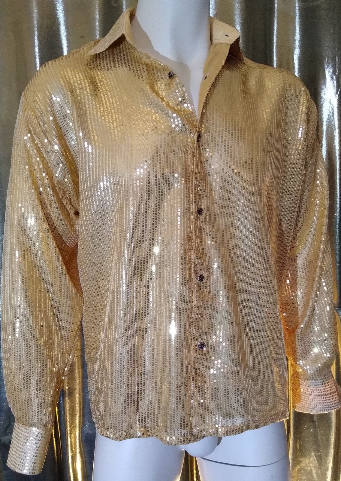 Image of Mens Gold Sequin Shirt