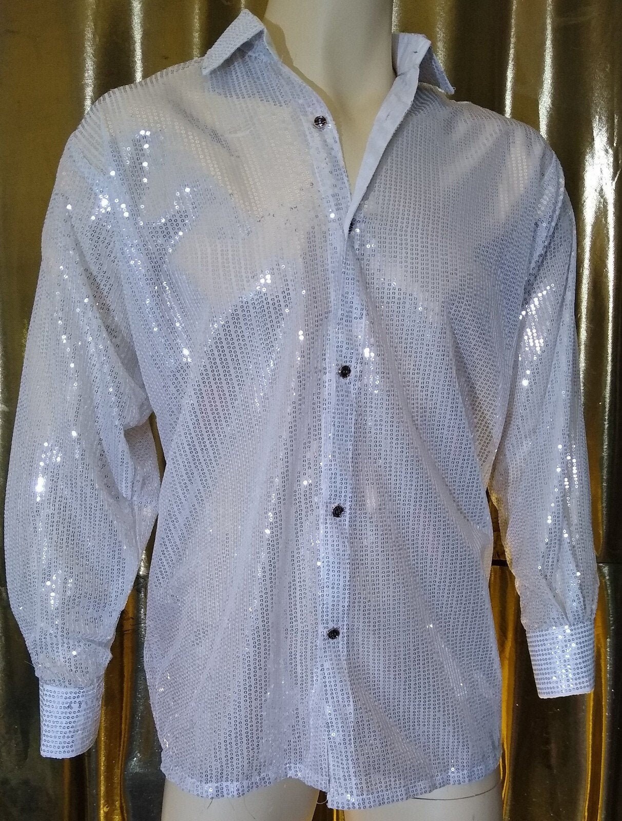 Image of Mens Silver Sequin Shirt