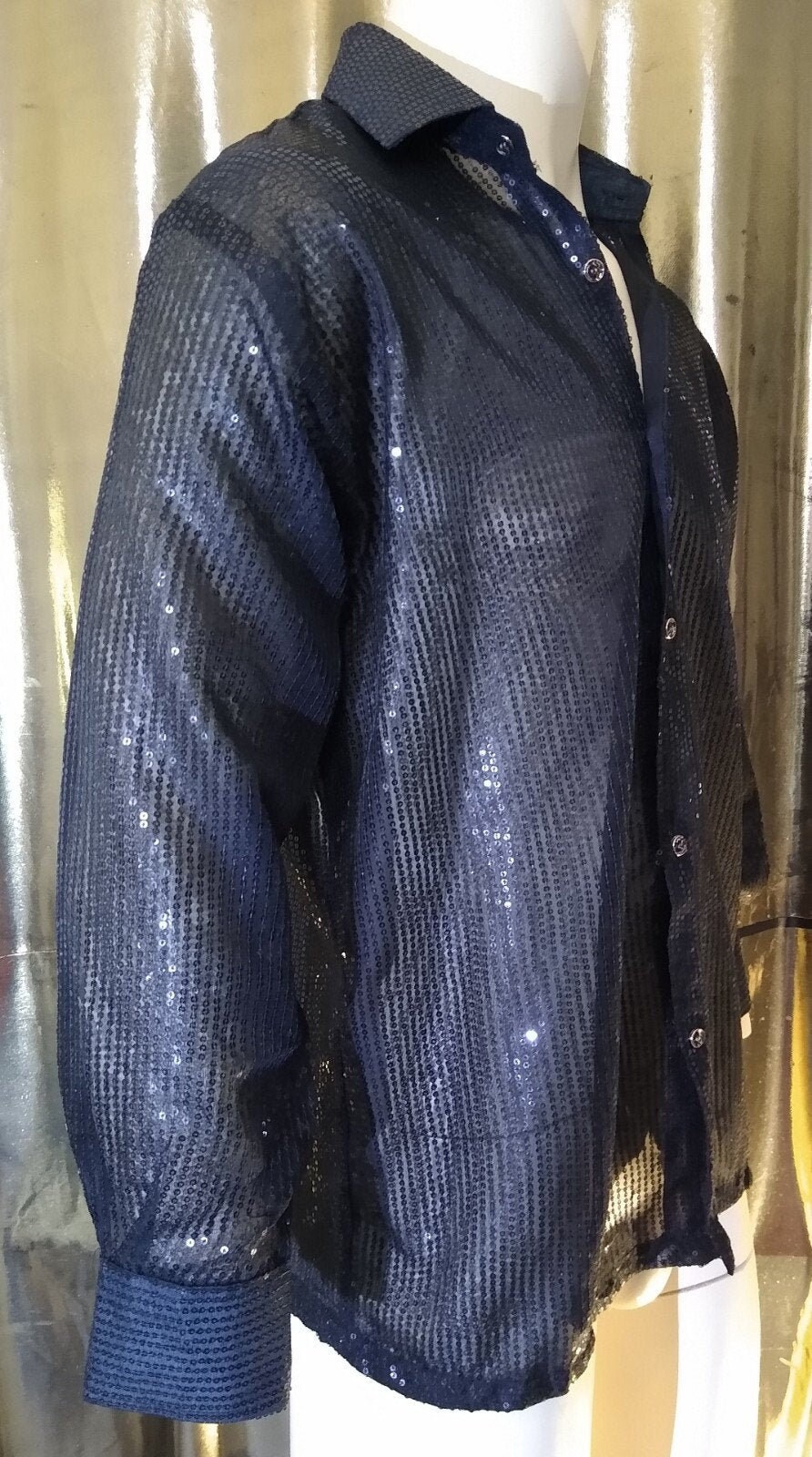 Image of Mens Black Sequin Shirt