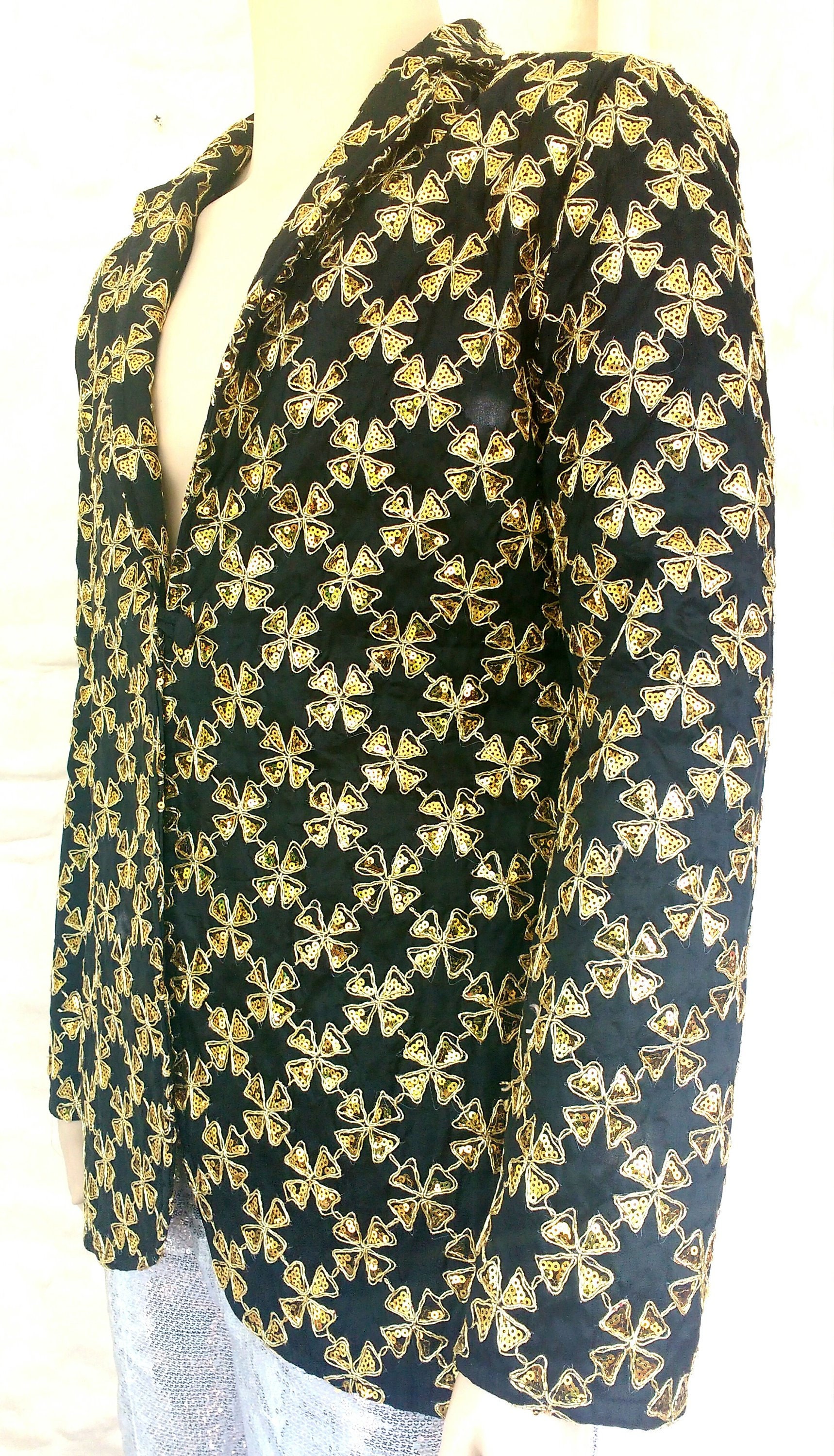 Image of Men's Sequin Jacket, Golden Moroccan Black & Gold Blazer