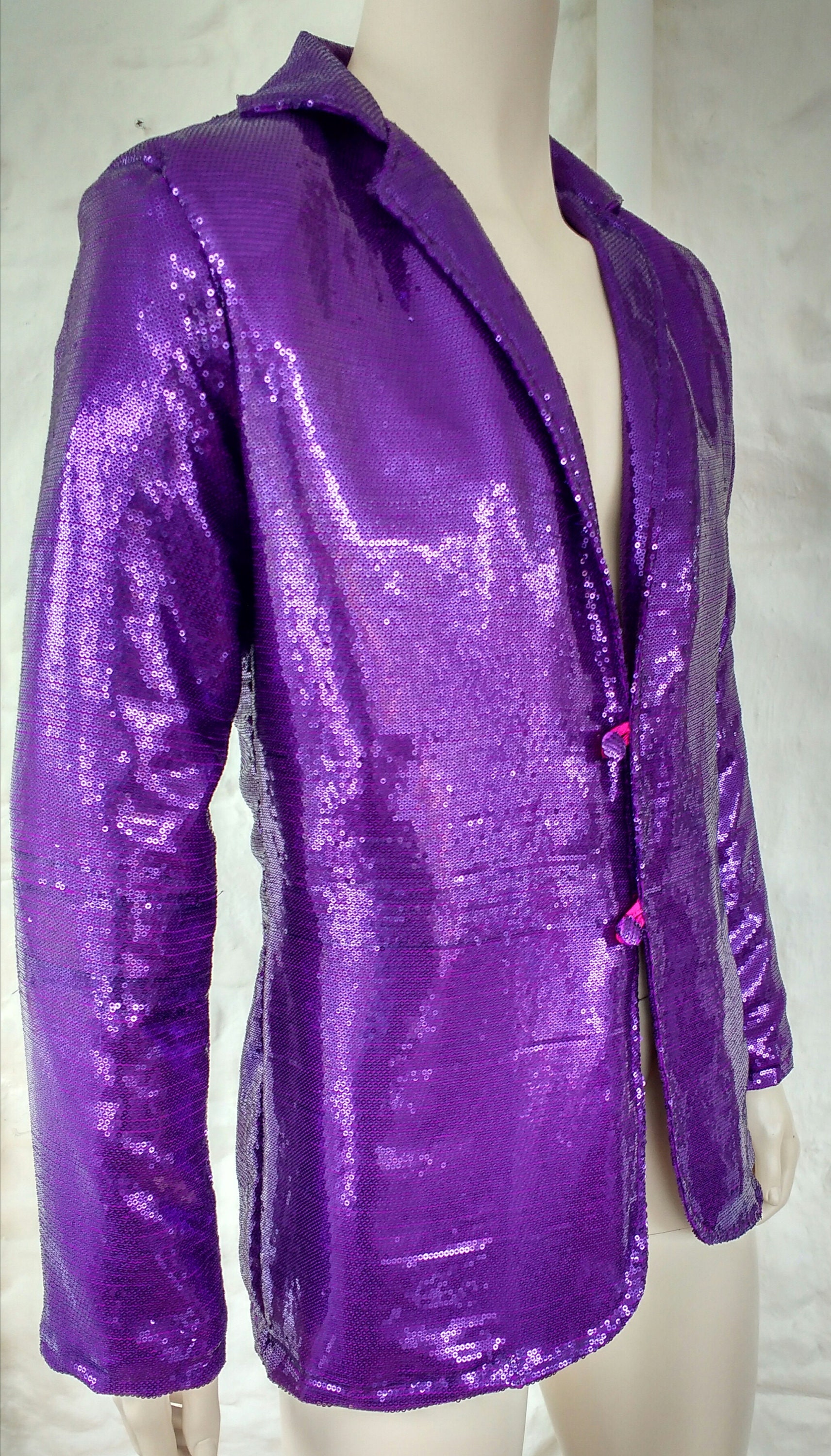 Sequin Jacket Purple, Green, and Gold Adult Striped - Medium