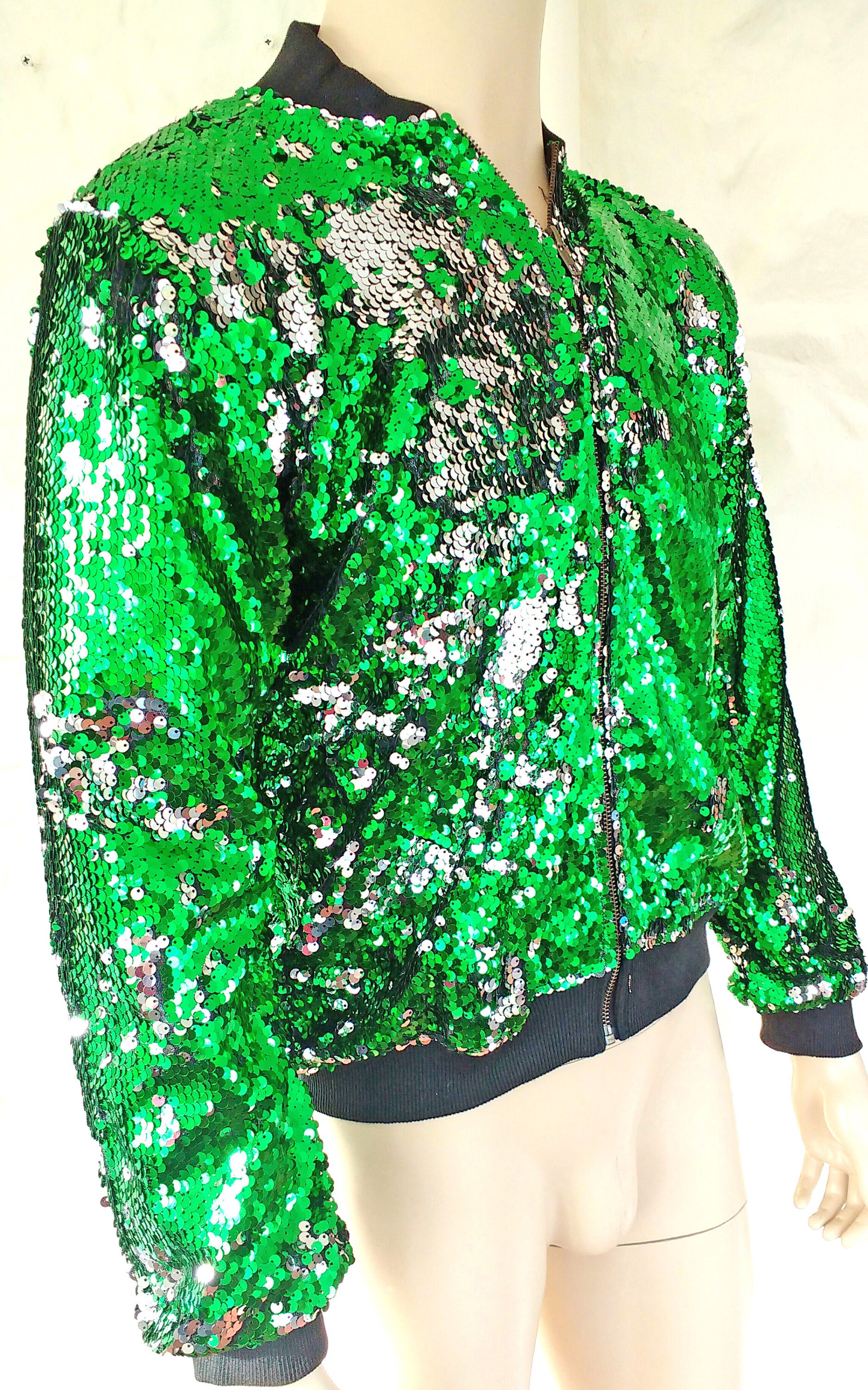 silver sequin bomber jacket