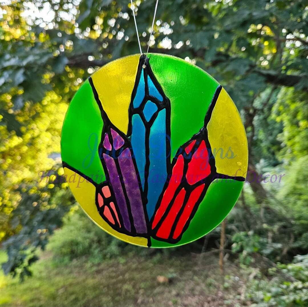 Crystal Cluster Painted Suncatcher - Etsy
