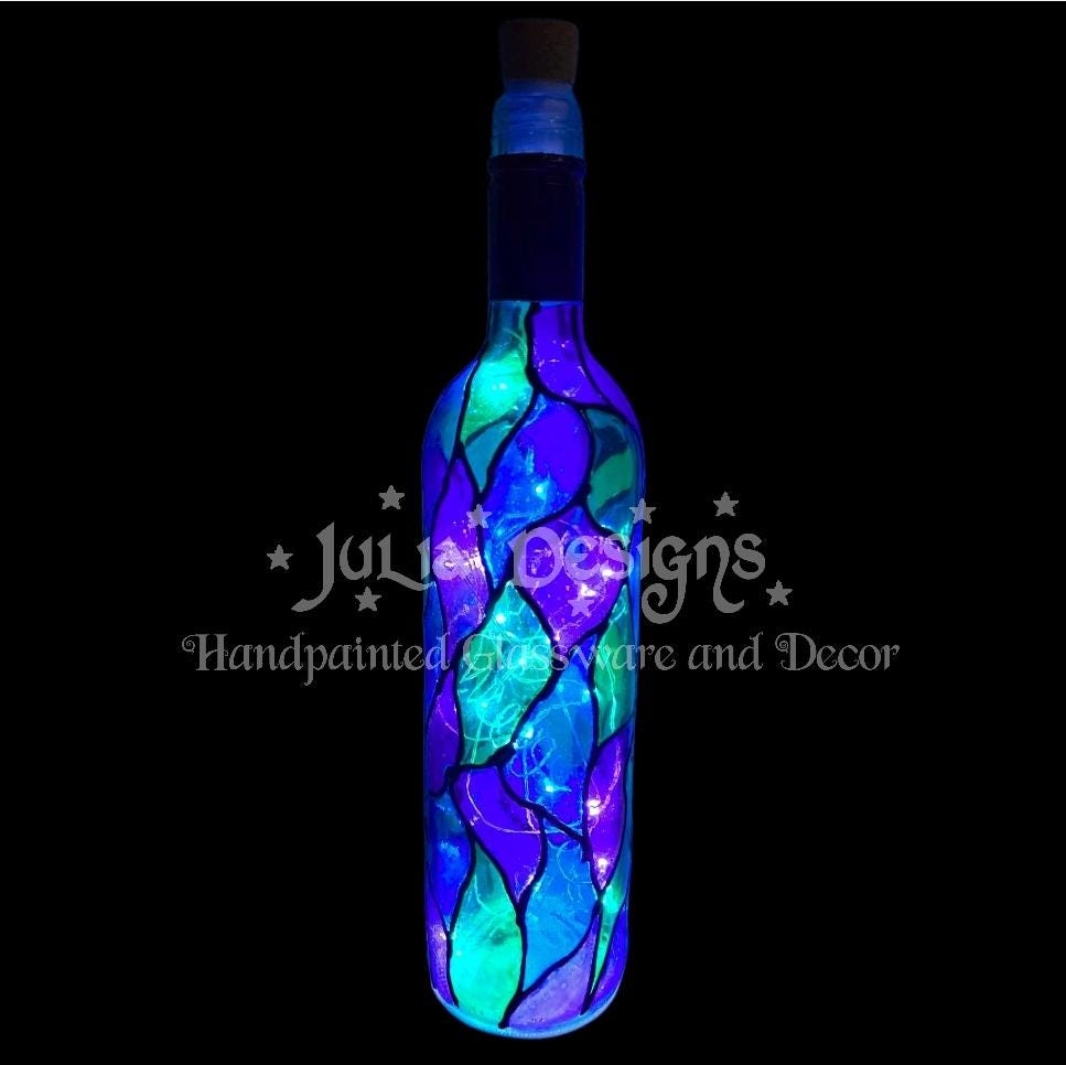 Blue/Purple/Green Stained Glass Bottle Light