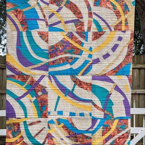 Handmade Improv Wall Quilt, Original Fiber Art in a Modern Design, Mixed Colors