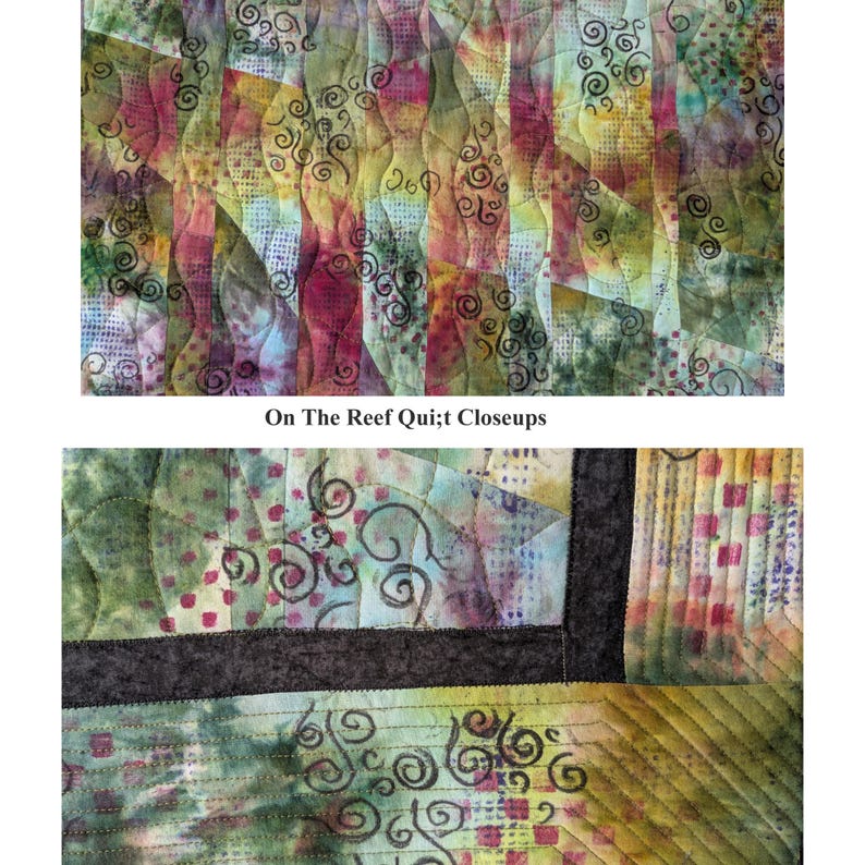 Handmade Art Quilt Wallhanging, Colorful Convergence Design in Ice Dyed ...