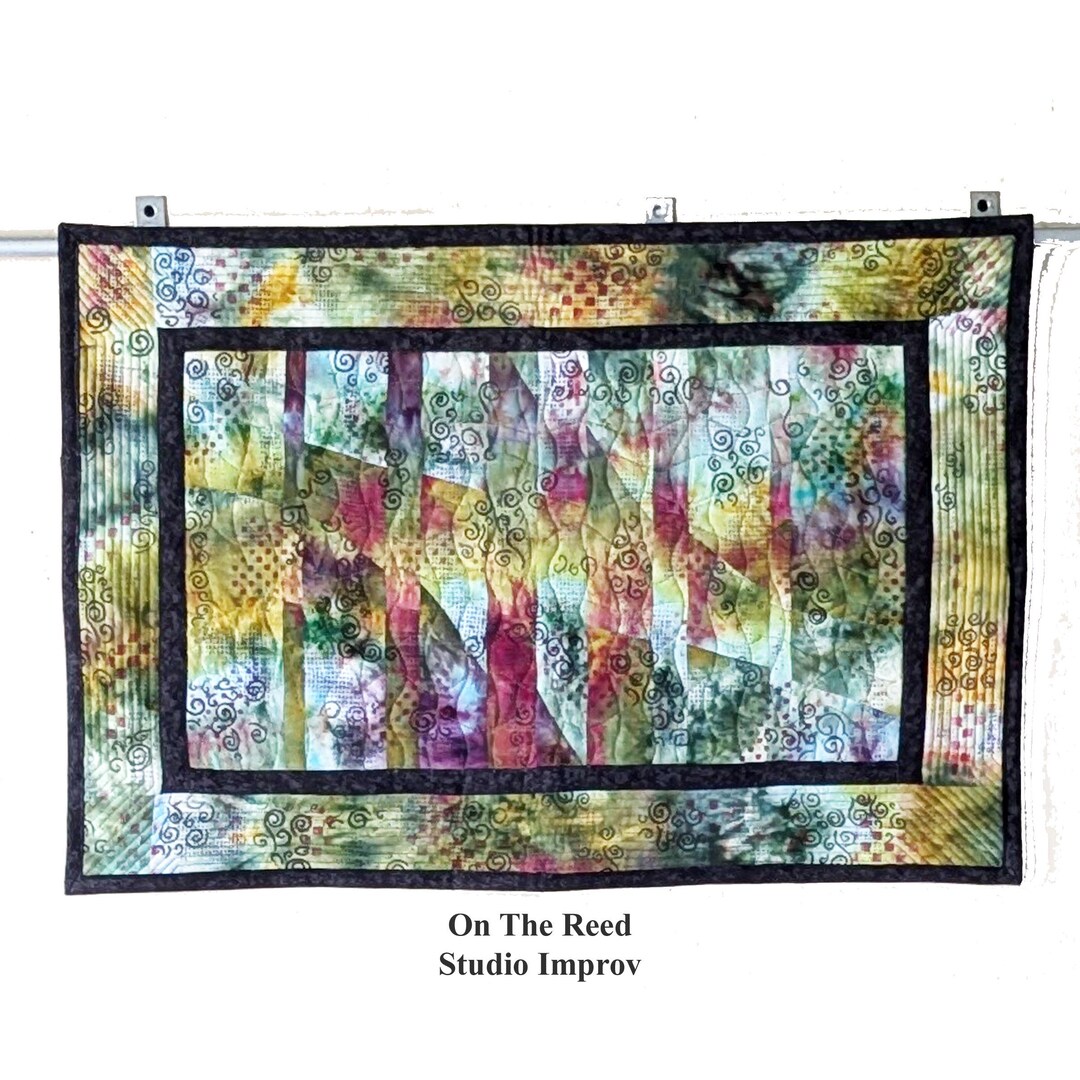 Handmade Art Quilt Wallhanging, Colorful Convergence Design in Ice Dyed ...